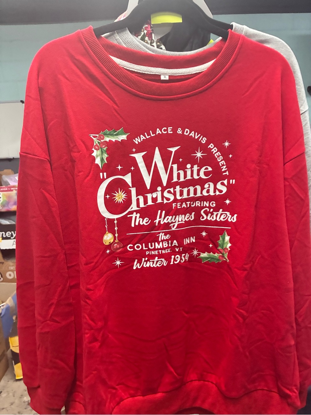 Red "White Christmas" The Haynes Sisters Graphic Holiday Sweatshirt -